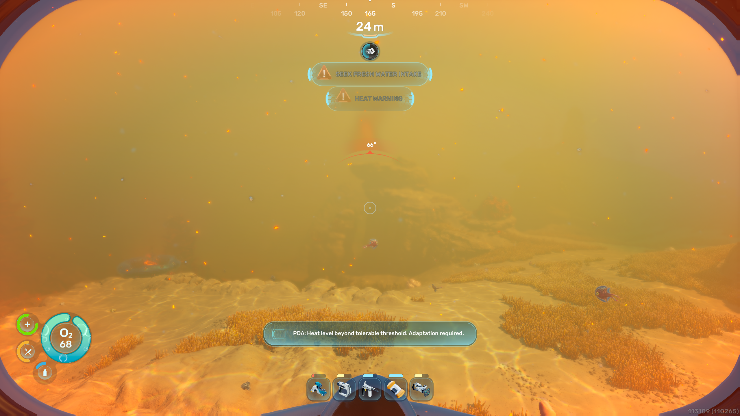 Subnautica 2 Isı Toleransı adaptasyonunu açmak için temizlenmesi gereken sualtı çölü biyomunun harita görünümü.