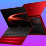 HP Ferrari Scuderia AI PC’nin kırmızı renkli üst kapağı ve Gorilla Glass detayı