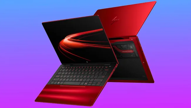 HP Ferrari Scuderia AI PC’nin kırmızı renkli üst kapağı ve Gorilla Glass detayı